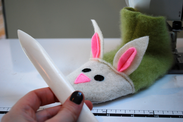 Kid's felted wool bunny slippers free sewing pattern recycled craft ideas