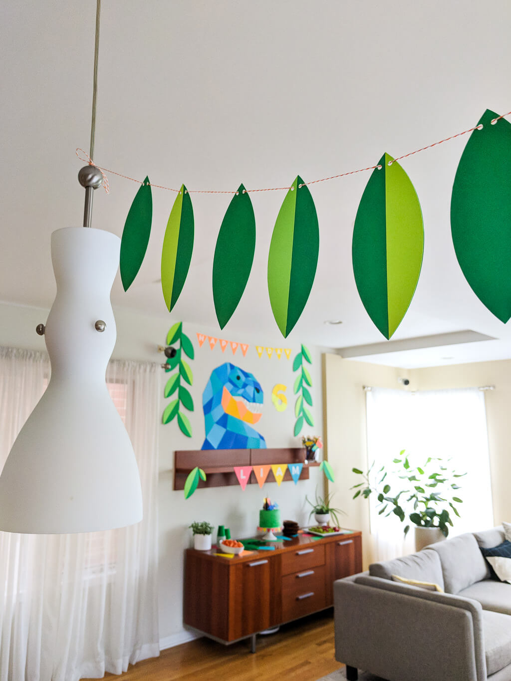 DIY geometric paper leaf garland