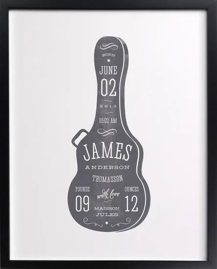 Info guitar case wall art for kids room