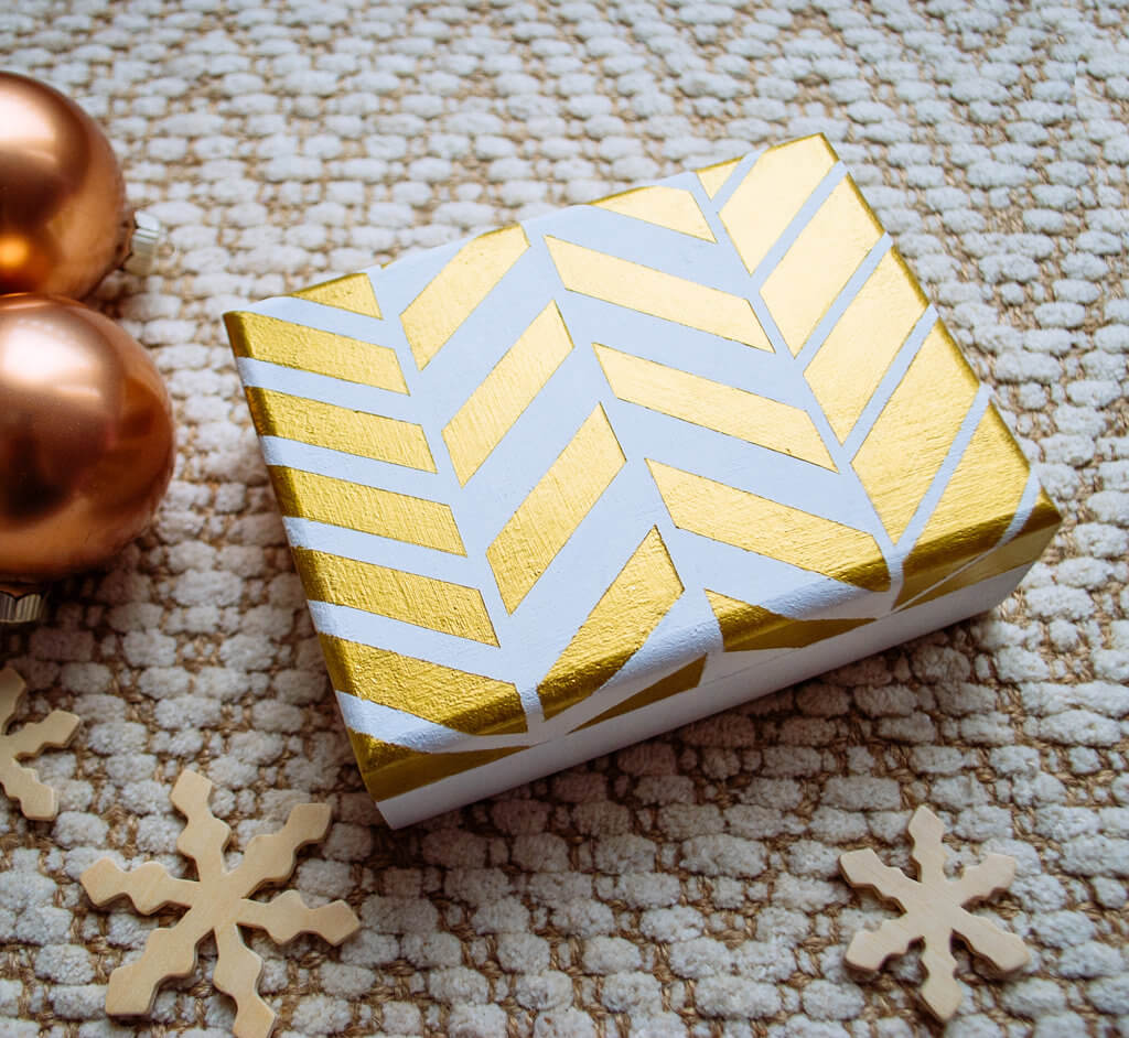 Gold and White Painted Wooden Card Box DIY gift idea