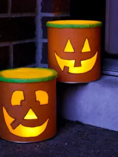 DIY Halloween luminaries from recycled baby formula cans