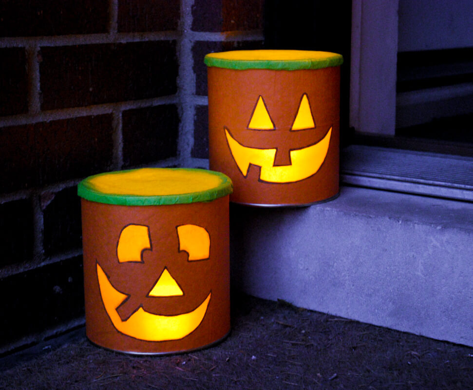 DIY Halloween luminaries from recycled baby formula cans