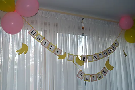 Happy 1st Birthday Banner Free Printable Hanging Sign by Kathy Beymer at Merriment Design