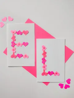 Heart alphabet letter handmade Valentine's Day card or valentines artwork