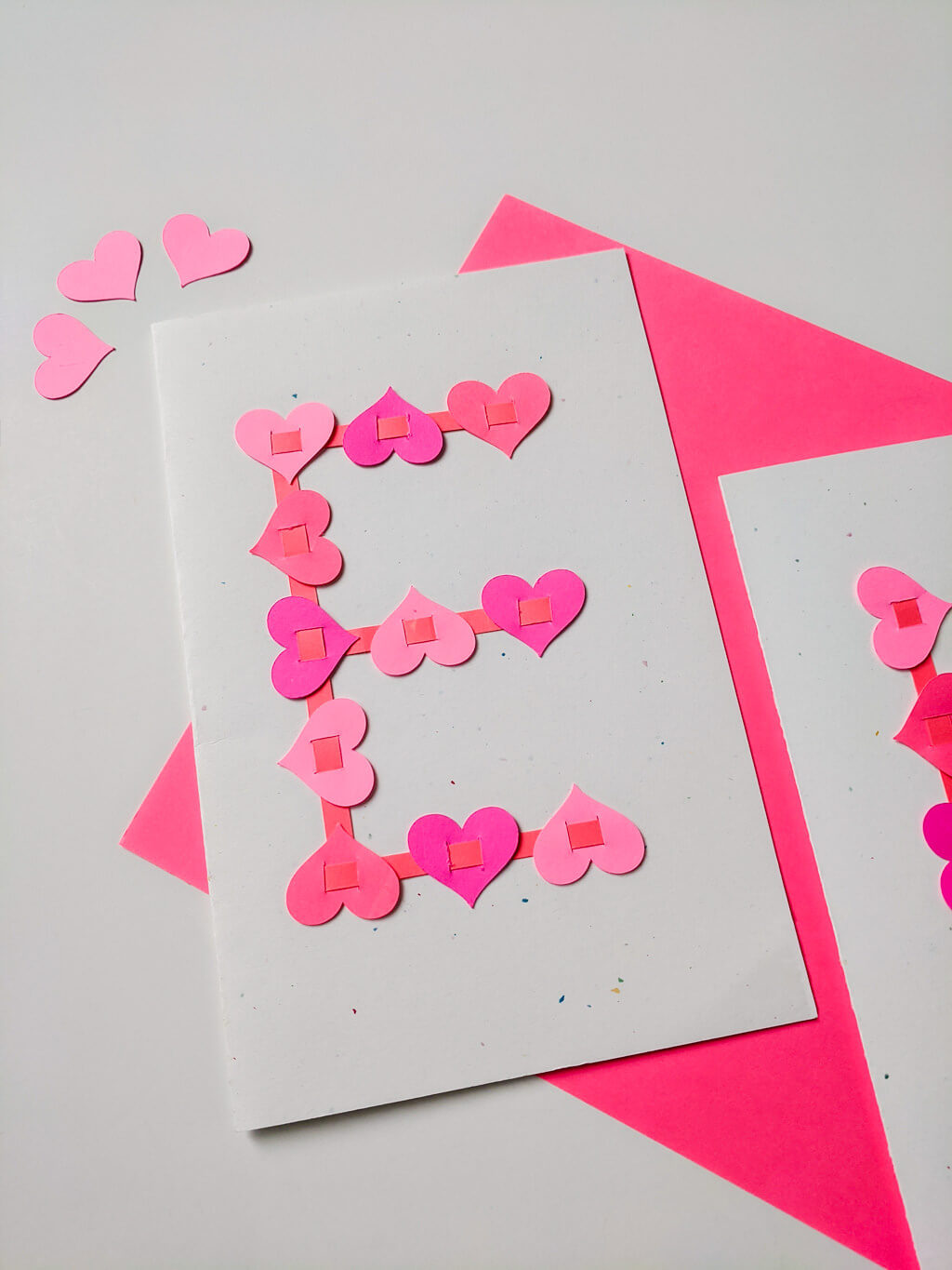 Heart Letter E handmade Valentine's Day card or valentines artwork