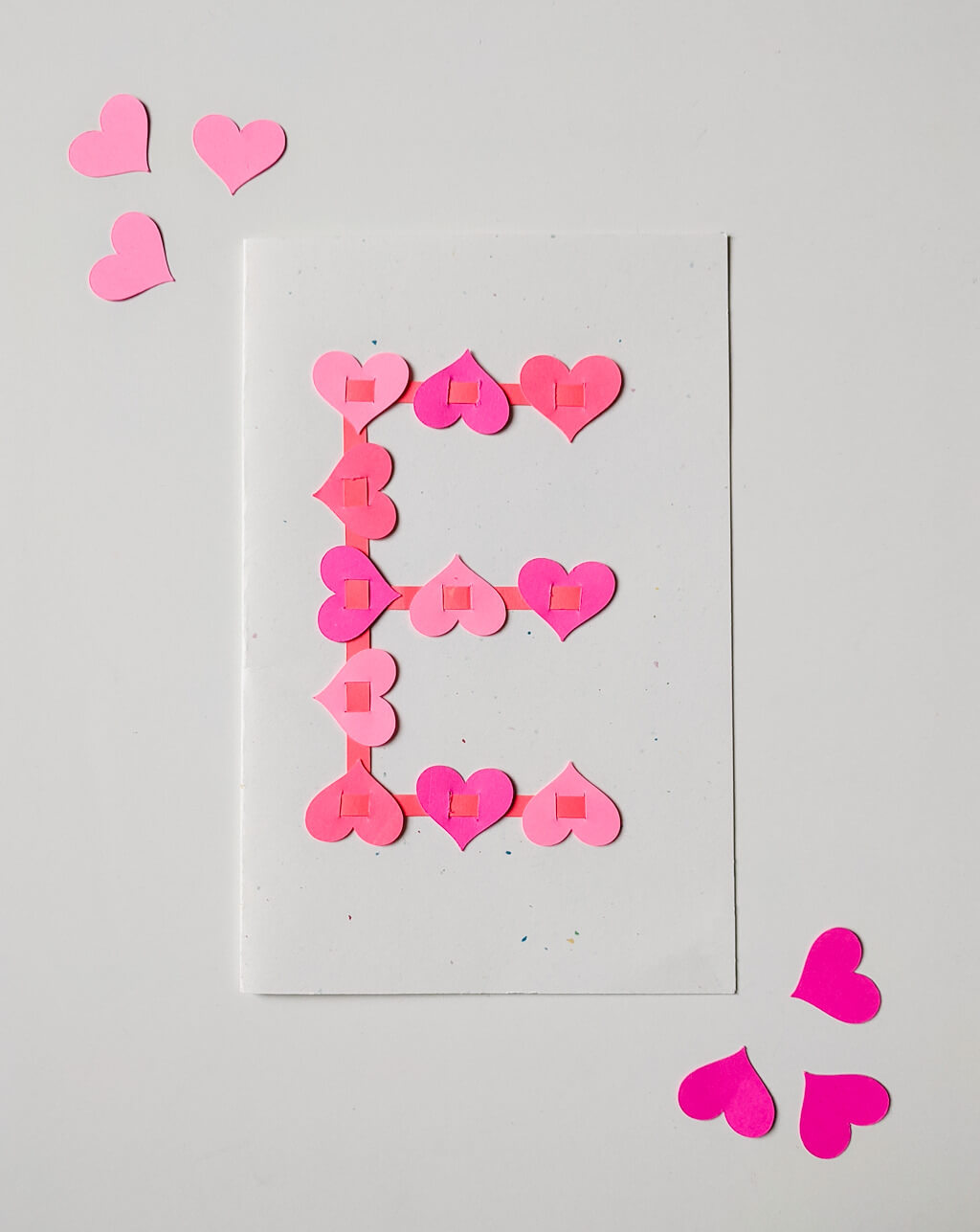Heart Letter E handmade Valentine's Day card