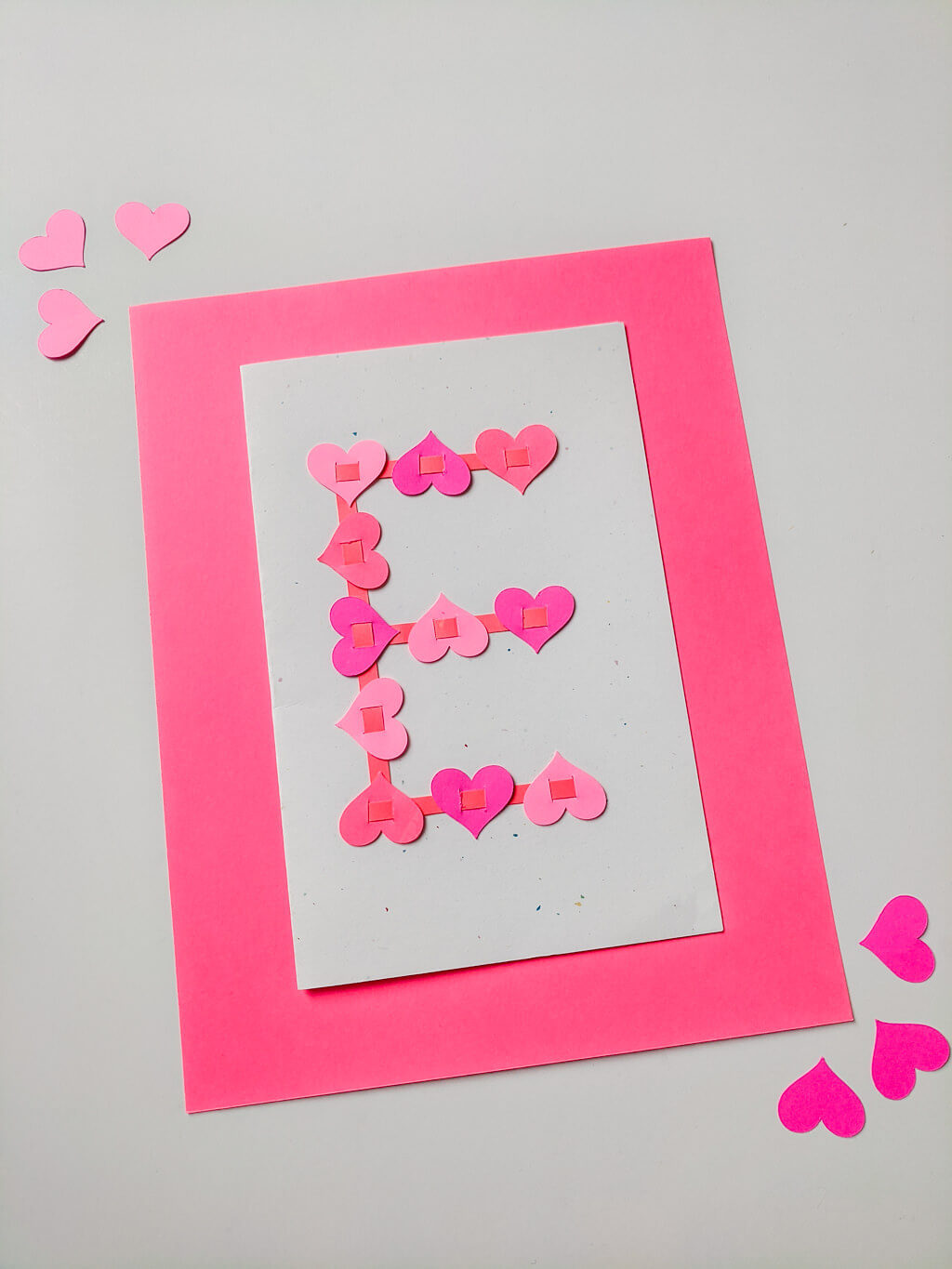 Heart Letter E handmade Valentine's Day card or valentines artwork