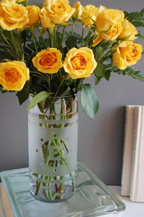 DIY Etched Glass Vase - White Lights on Wednesday