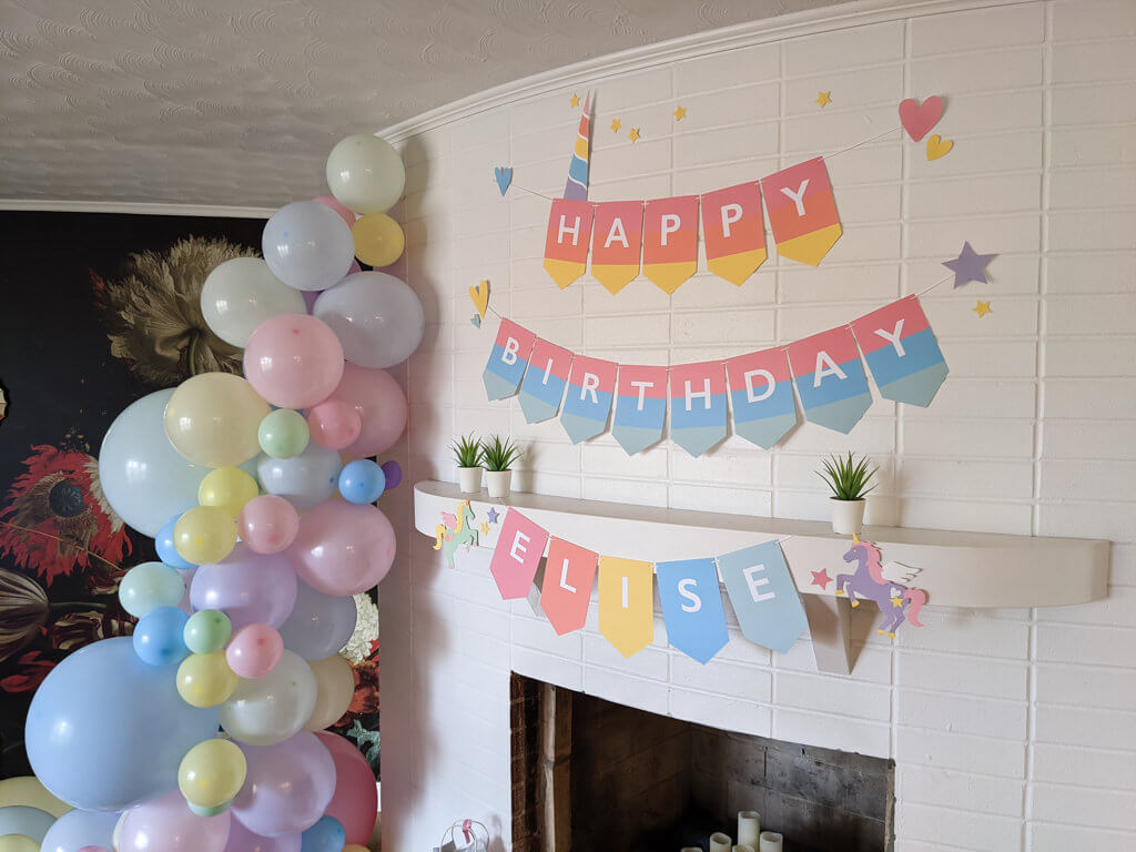 Free printable rainbow unicorn banner for a magical unicorn birthday party  🦄 - Merriment Design