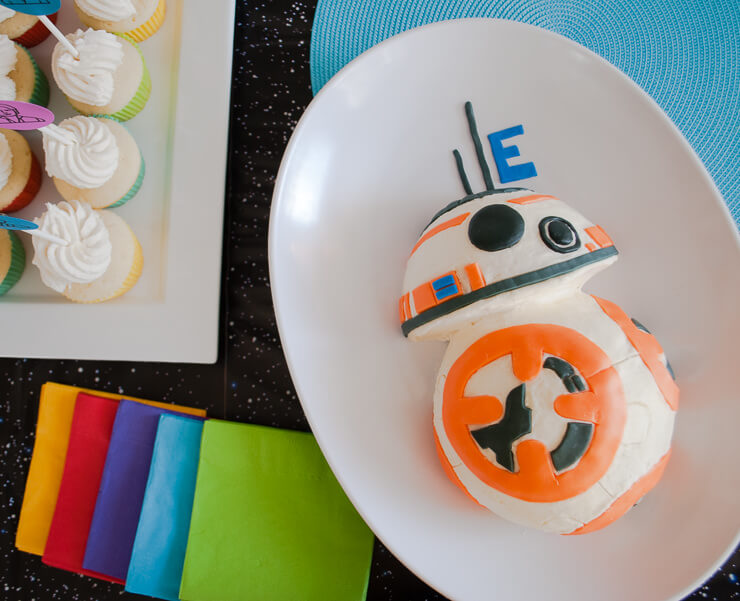 How to make an easy BB-8 Birthday Cake for a Star Wars birthday party