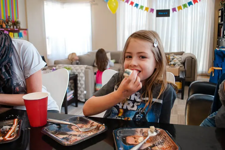 Eating a Star Wars birthday cake