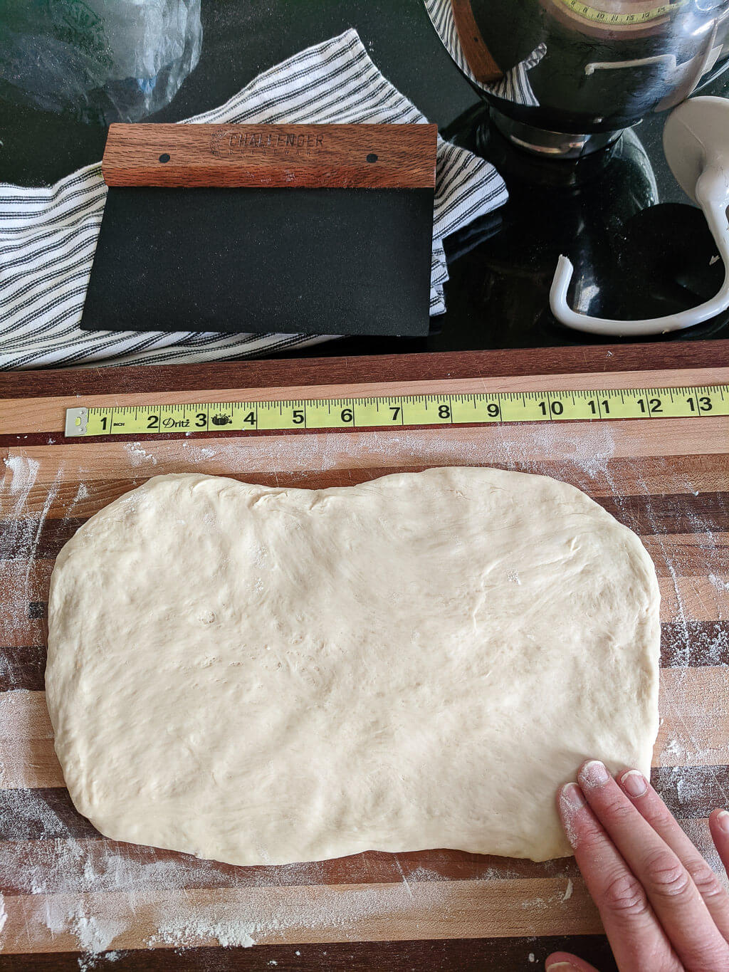 Breadsticks dough on a cutting board