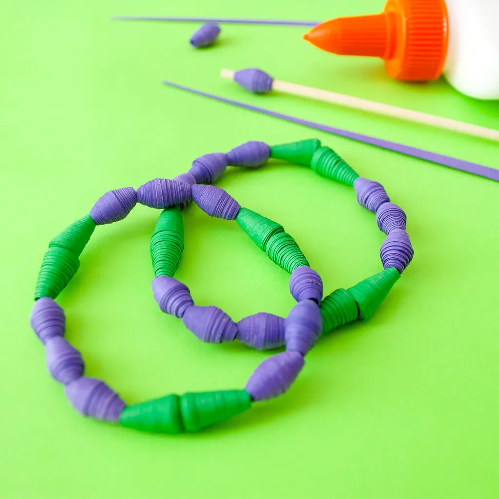 DIY paper bead bracelets with glue