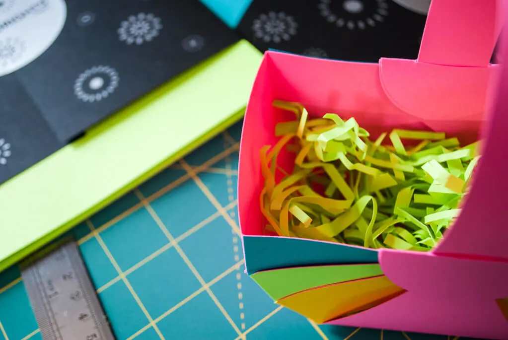 DIY paper grass in a paper Easter basket