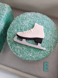 Ice skating birthday cake fondant ice skate topper