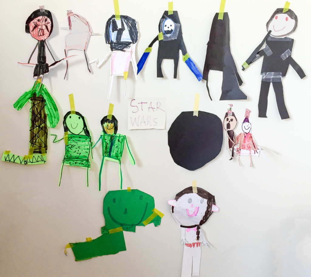 Kid-made Star Wars birthday party decorations - check out Leia's infamous bikini