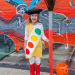 DIY Halloween Costume Idea for Kids: Watercolor Paint Box with Giant Paint Brush for Little Artists (with free French Beret Sewing Pattern)