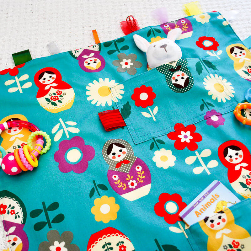 DIY Travel Baby Blanket with Attached Toys Free Sewing Pattern