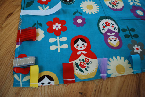 Merriment :: Kid's Travel Toy Blanket with Velcro Loops and Ribbon Tags free DIY tutorial and pattern template craft project for Merriment Design by Kathy Beymer at MerrimentDesign.com