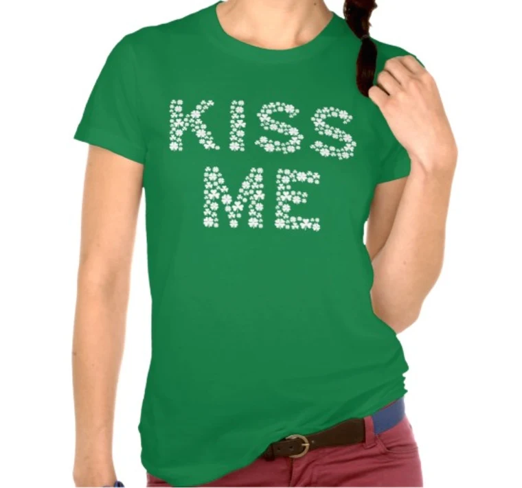 Cute Kiss Me (I’m Irish) Spelled With Shamrock Clovers - great for St. Patrick's Day! #stpatricksday