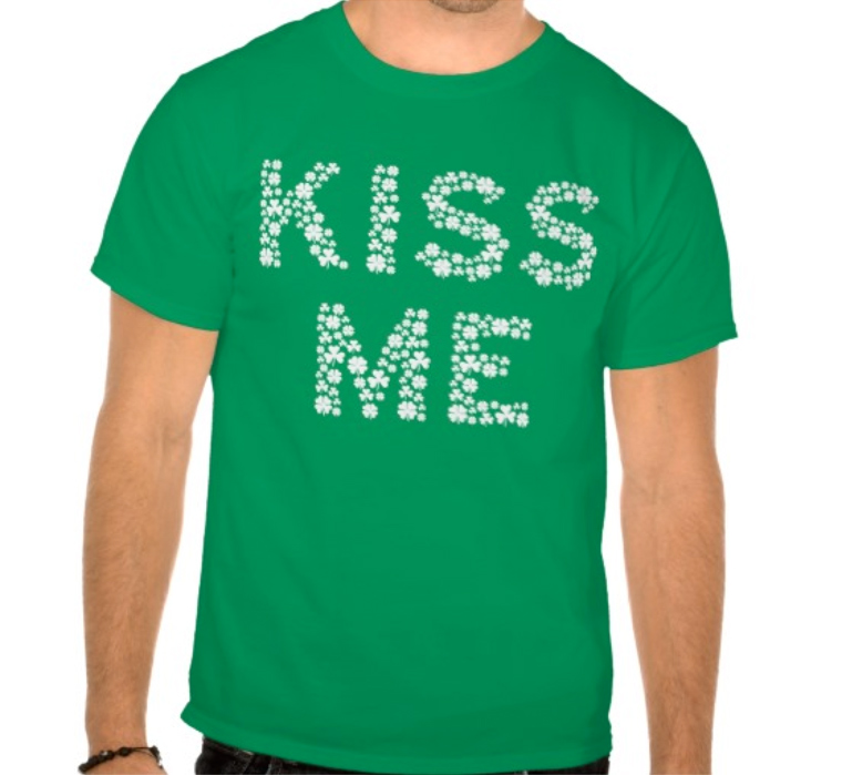 Cute Kiss Me (I’m Irish) Spelled With Shamrock Clovers - great for St. Patrick's Day! #stpatricksday