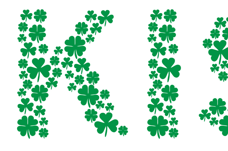 Cute Kiss Me (I’m Irish) Spelled With Shamrock Clovers - great for St. Patrick's Day! #stpatricksday