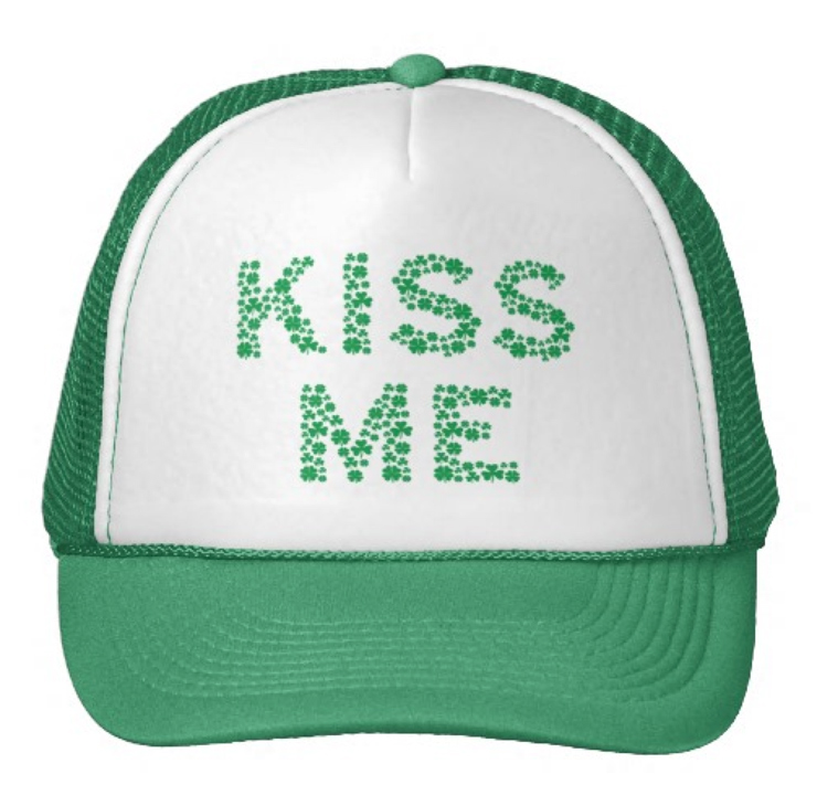 Cute Kiss Me (I’m Irish) Spelled With Shamrock Clovers - great for St. Patrick's Day! #stpatricksday