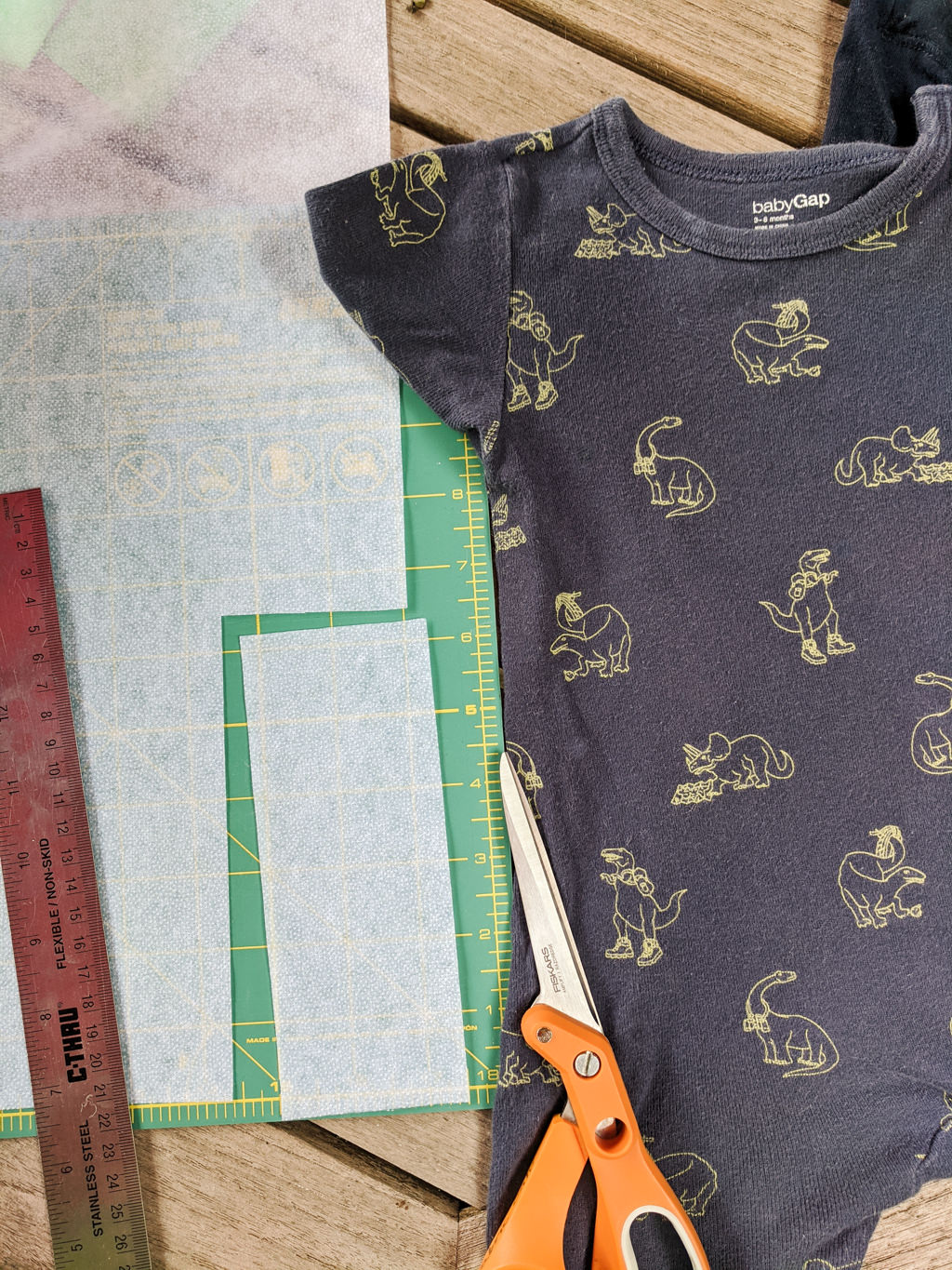 Cutting interfacing for a jersey onesie