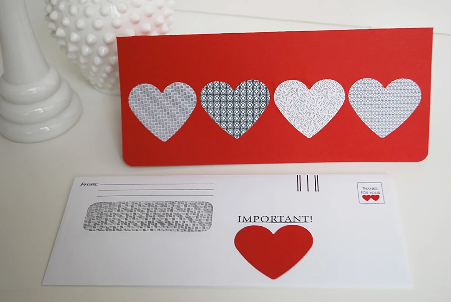 How to make a Valentine's Day Card Using Recycled Security Envelopes DIY Valentine Card Idea using recycled security envelopes