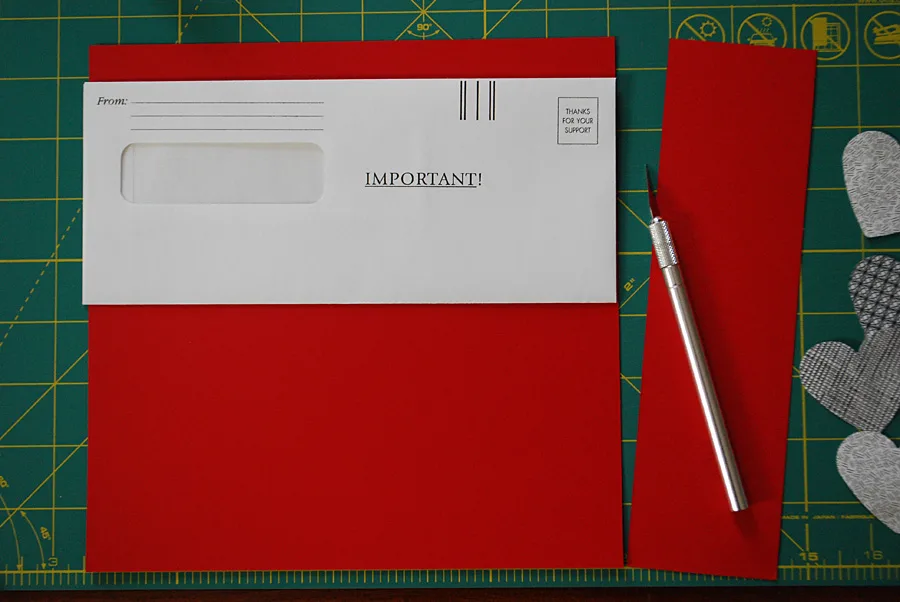 DIY Valentine Card Idea using recycled security envelopes