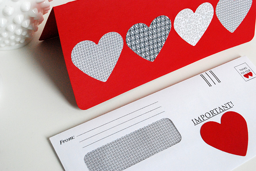 DIY Valentine Card Idea using recycled security envelopes