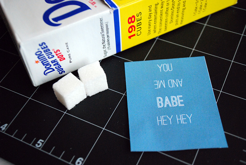 Make DIY individually-wrapped sugar cubes with 'Pour Some Sugar On Me' lyrics. It's easy! Type to personalize, print, then watch the video on how to fold personalized sugar cube wrappers. Makes a cute DIY gift!