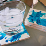 Make easy modern tile coasters using fingerpaint and Mod Podge