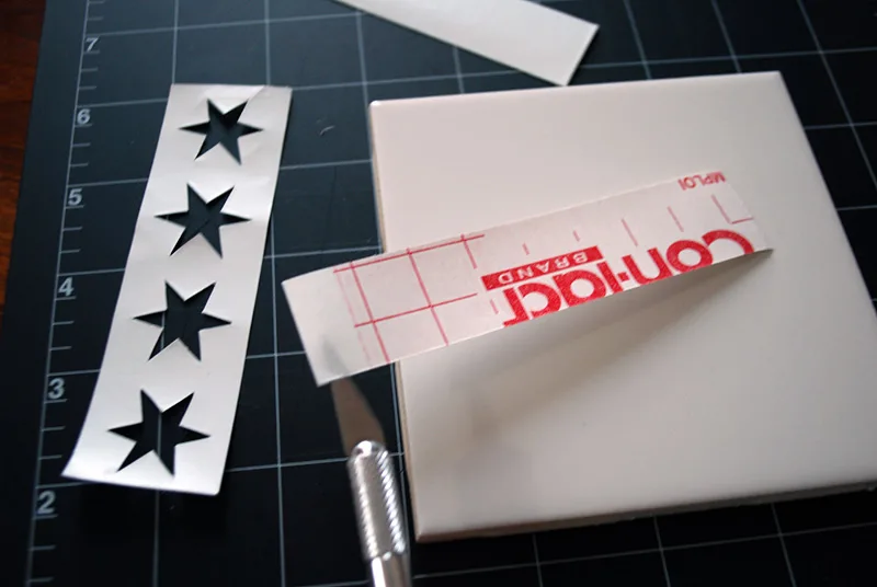 Make your own coasters with ceramic tiles and etching cream - plus Chicago flag free template