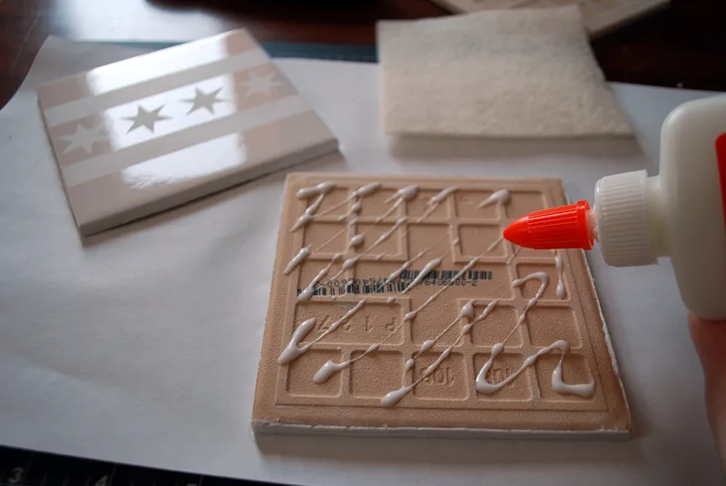 Make your own coasters with ceramic tiles and etching cream - plus Chicago flag free template