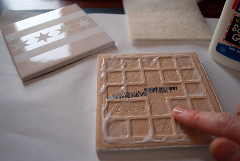 Make your own coasters with ceramic tiles and etching cream - plus Chicago flag free template