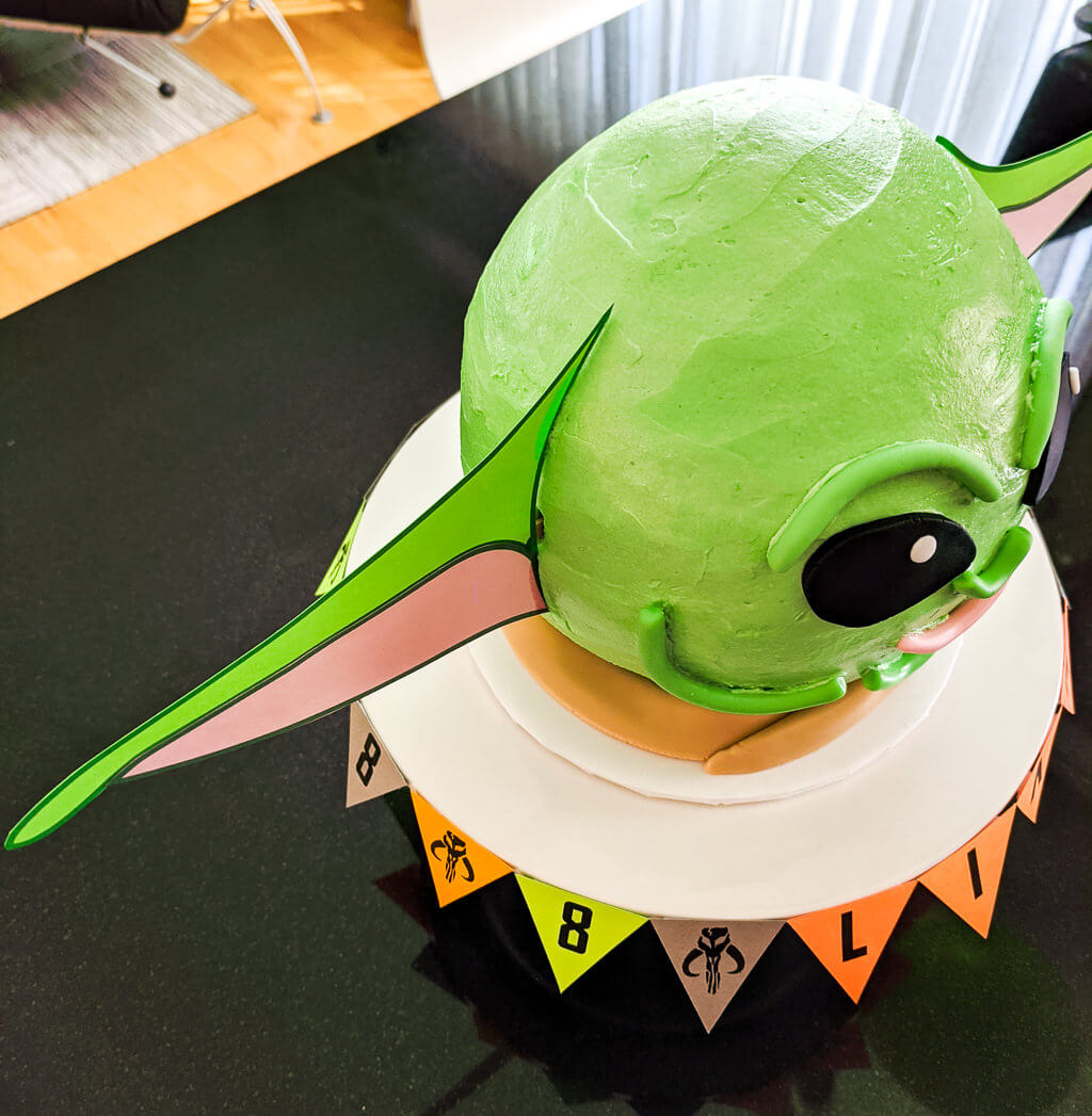 Printable Baby Yoda ears as a cake topper