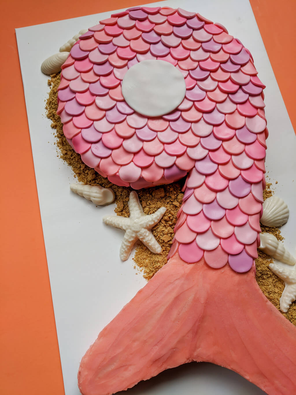 Mermaid cake with scales and tail