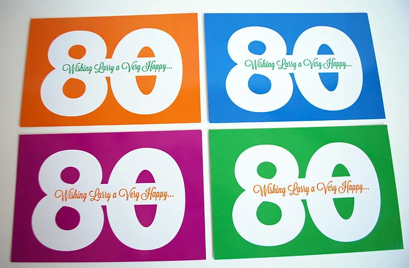 Milestone birthday idea Birthday postcards for 80th, 75th, 70th, 65th, 60th