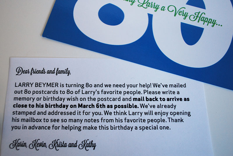 Milestone birthday idea Birthday postcards for 80th, 75th, 70th, 65th, 60th