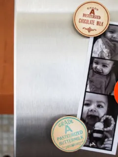DIY refrigerator magnets from vintage milk bottle caps
