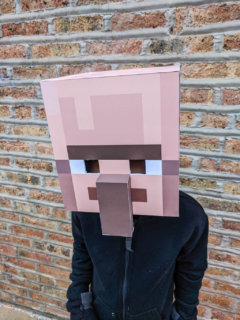 DIY Minecraft costume cardboard box head for kids