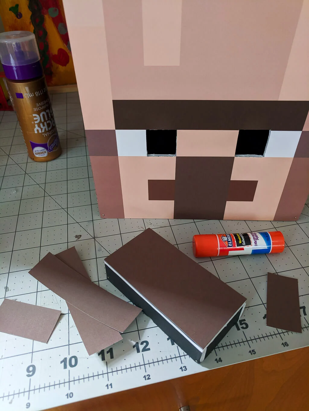 Making the nose for a Minecraft villager costume