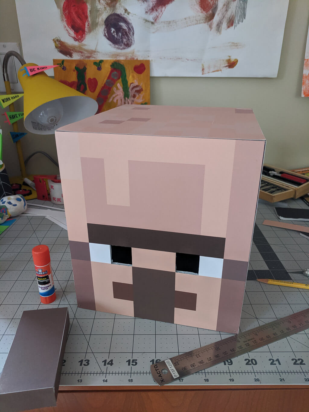 Making the nose for a Minecraft villager costume