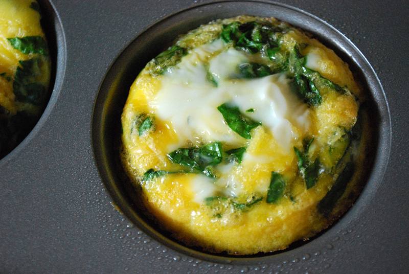 Mini frittatas recipe - mini spinach and feta or tomato and basil versions