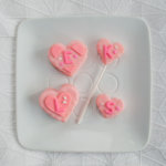 DIY mini heart cakes and heart cake pops with monogram