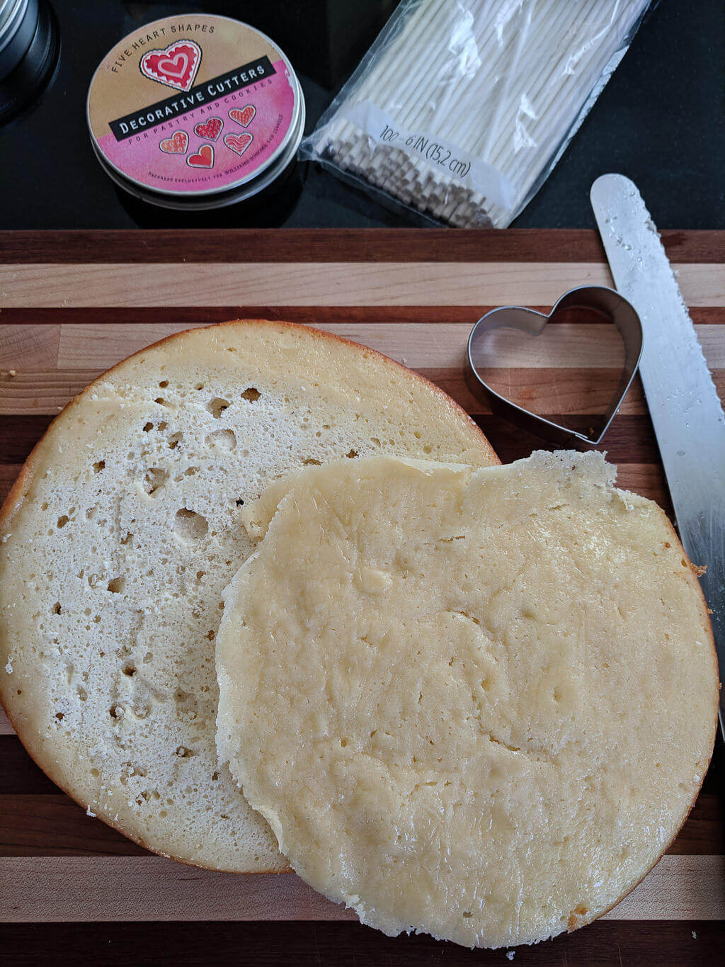 Slicing off the top of cake