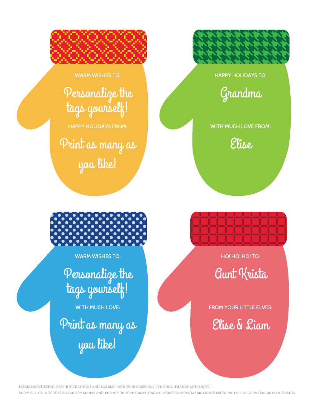 Personalized printable Christmas gift tags