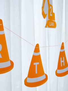 Modern construction printable happy birthday banner for a construction birthday party