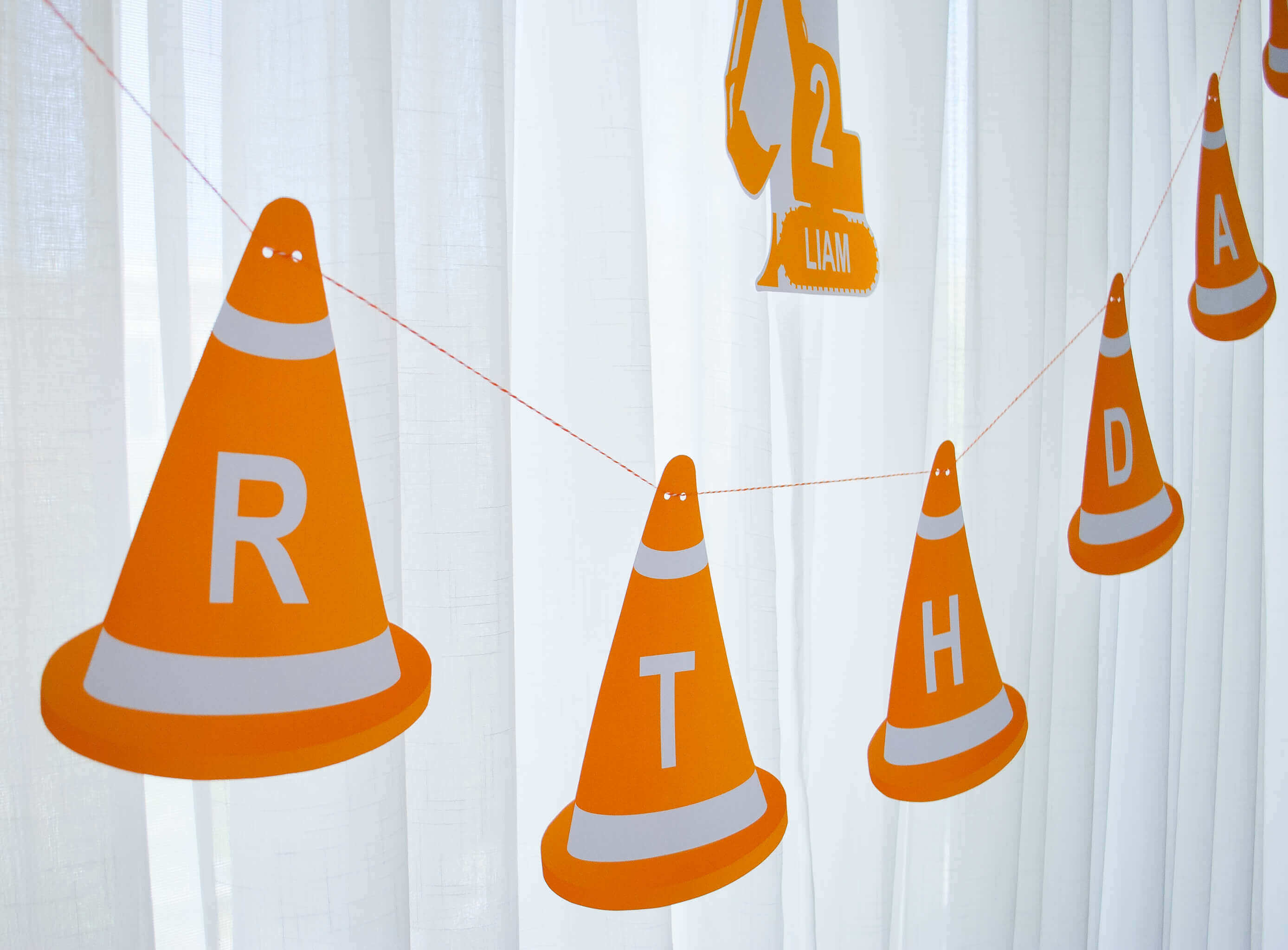 Modern construction printable happy birthday banner for a construction birthday party